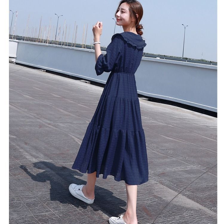 French Vintage Floral Midi Dress - ميدي موضة أنيقة 2021 نفخة كم