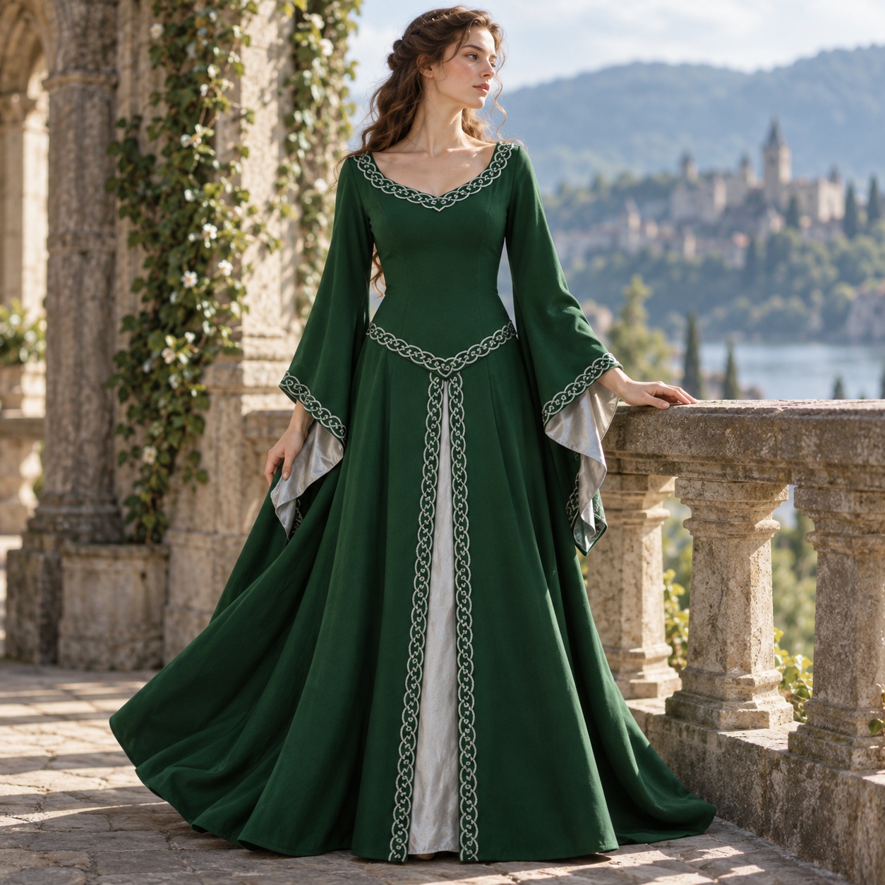 Dresses - فستان ريترو بطول متوسط وياقة دائرية