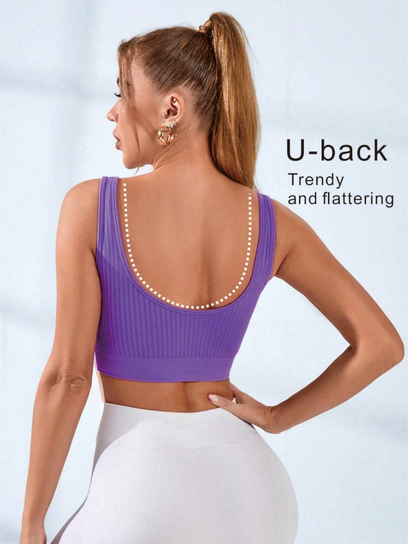 Seamless Ribbed Workout Tank Top - حمالة صدر رياضية نسائية مضلعة برقبة