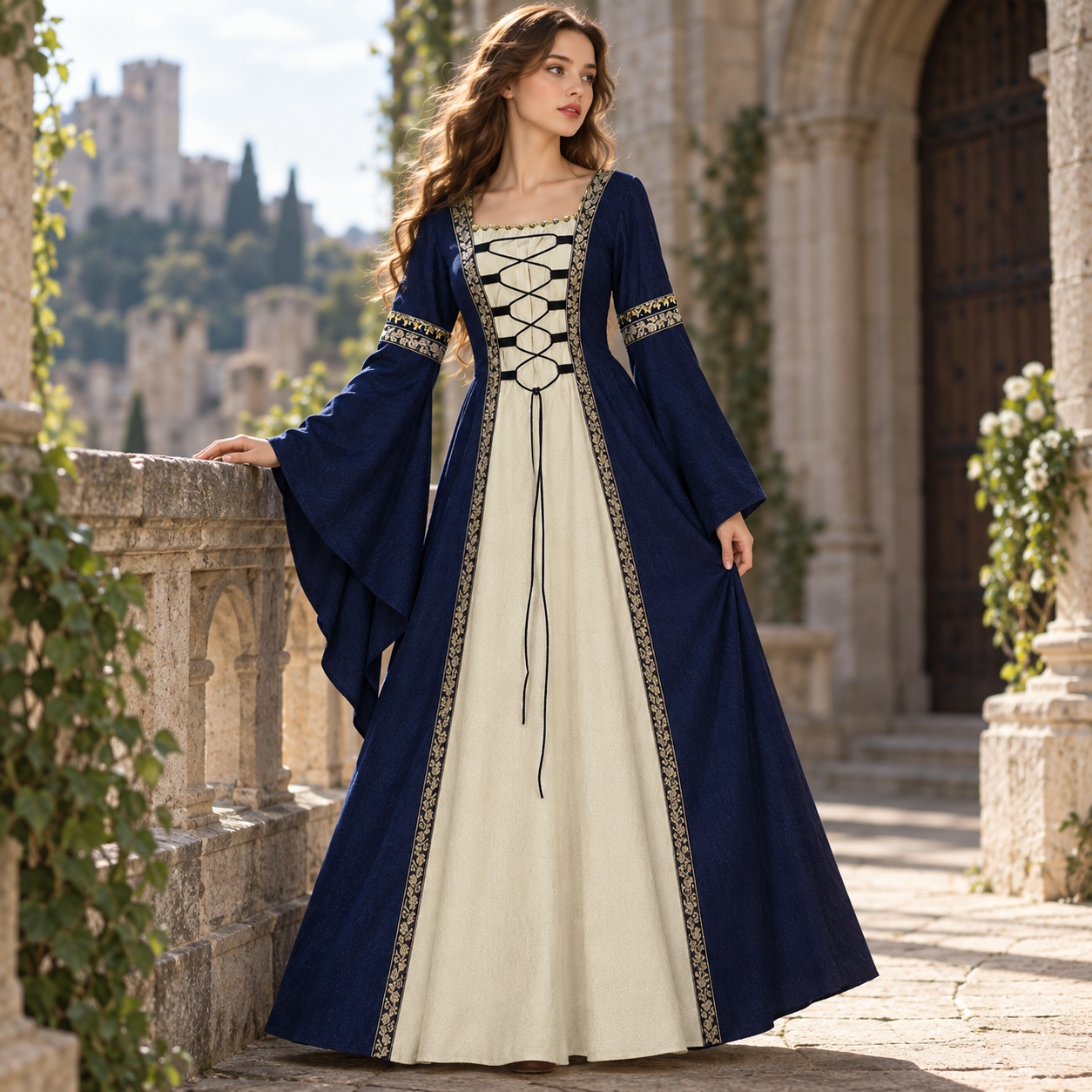 Dresses - فستان طويل بأكمام واسعة وقصة A-line،
