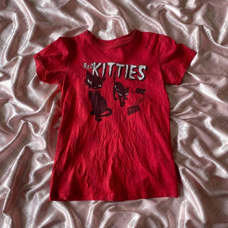 Y2K Graphic Baby Tee Crop - Y2K الجرونج سايبر القوطي المحملة خمر