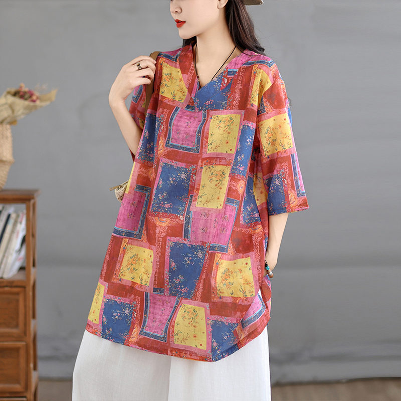 Casual Loose Linen Shirt Dress - فستان قميص فضفاض بياقة على شكل