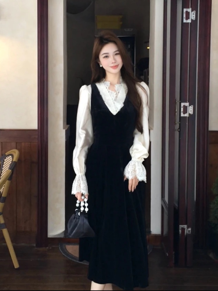 Korean Style A Line Shirt Dress - فستان حريري أنيق من XZY مع