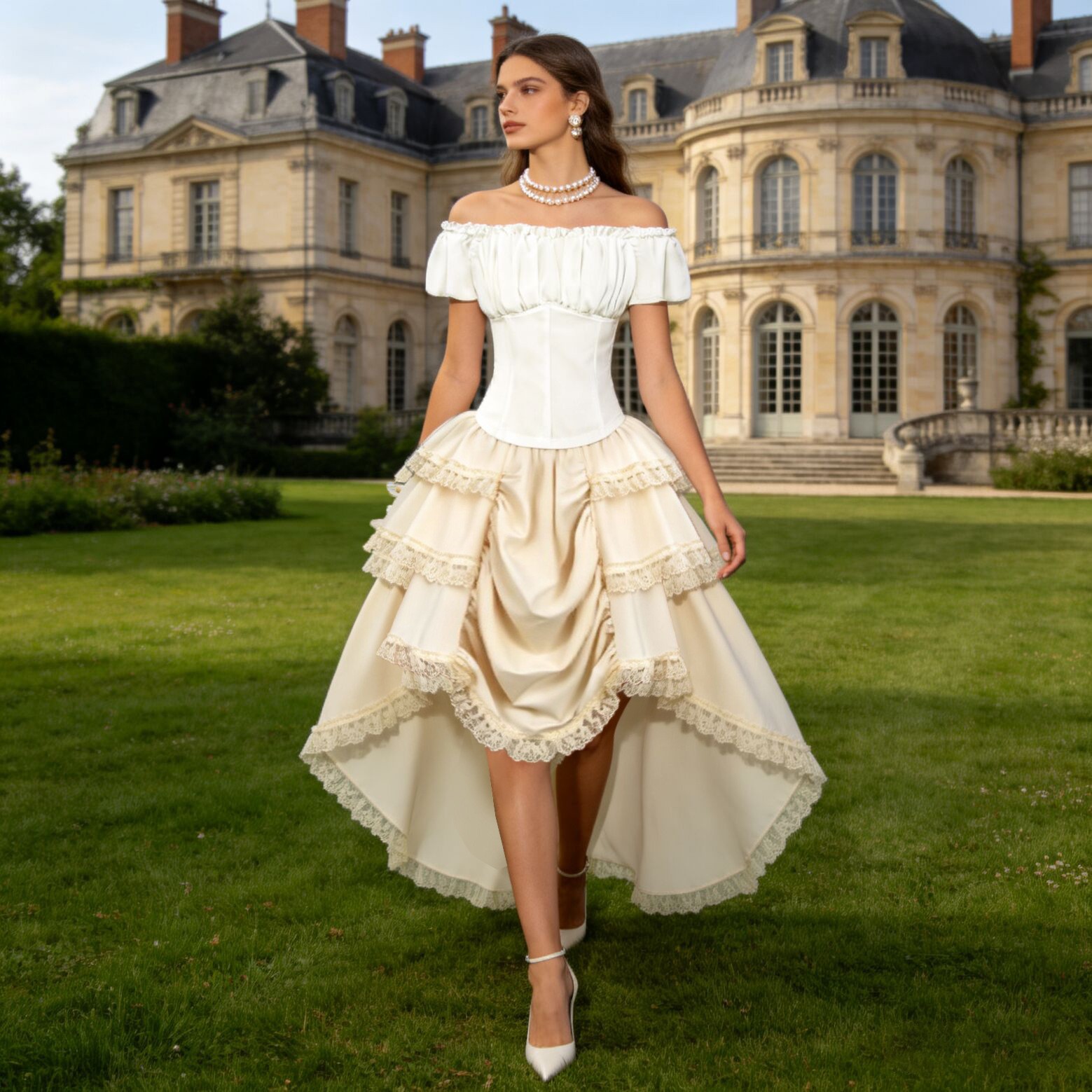 Skirts - تنورة رينيسانس بحافة غير متماثلة أنيقة