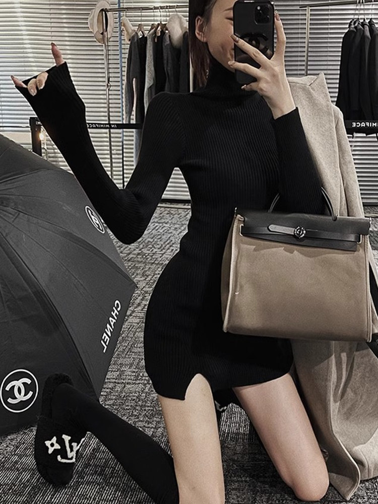 فستان نسائي قصير ضيق من التريك - مراجعة Bodycon Long Sleeve Ribbed Dress وسعره
