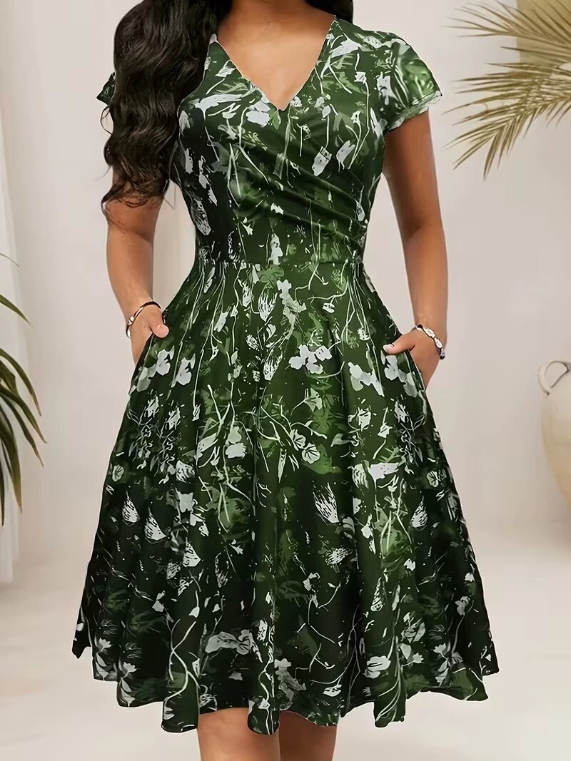 فستان نسائي أنيق وعصري لصيف 20 - مراجعة French Vintage Floral Midi Dress وسعره