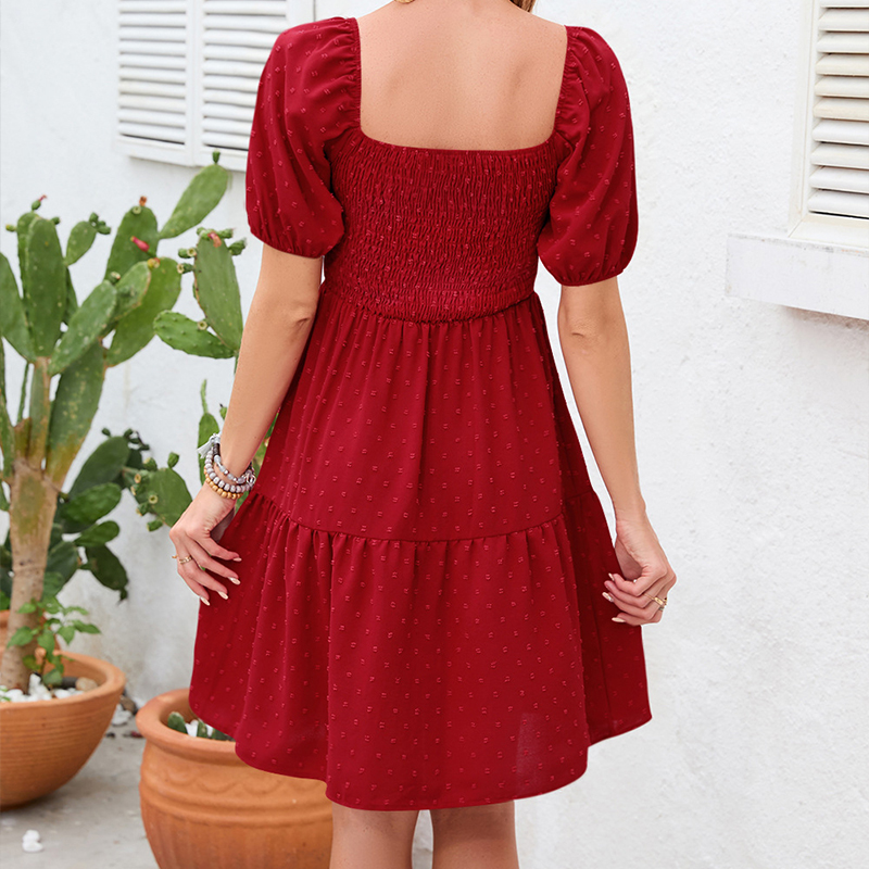 فستان نسائي صيفي أنيق بأكمام ق - مراجعة Off Shoulder Puff Sleeve Sundress وسعره