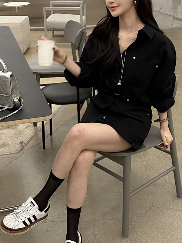 فستان قميص أبيض نسائي بتصميم ك - مراجعة Korean Style A Line Shirt Dress وسعره