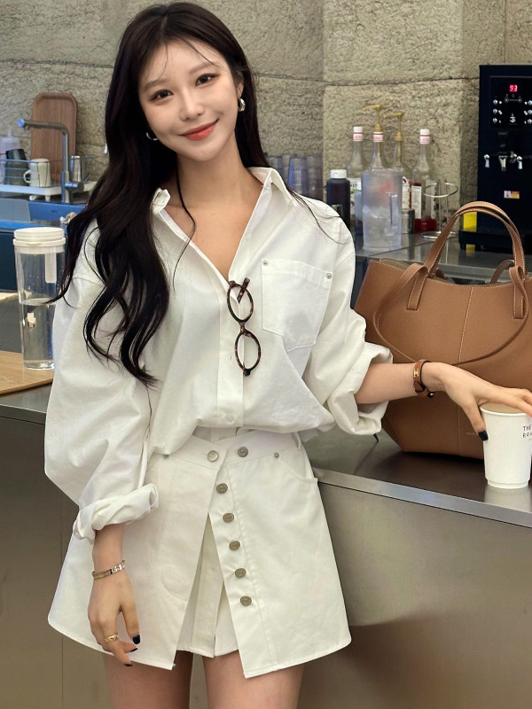 فستان قميص أبيض نسائي بتصميم ك - مراجعة Korean Style A Line Shirt Dress وسعره