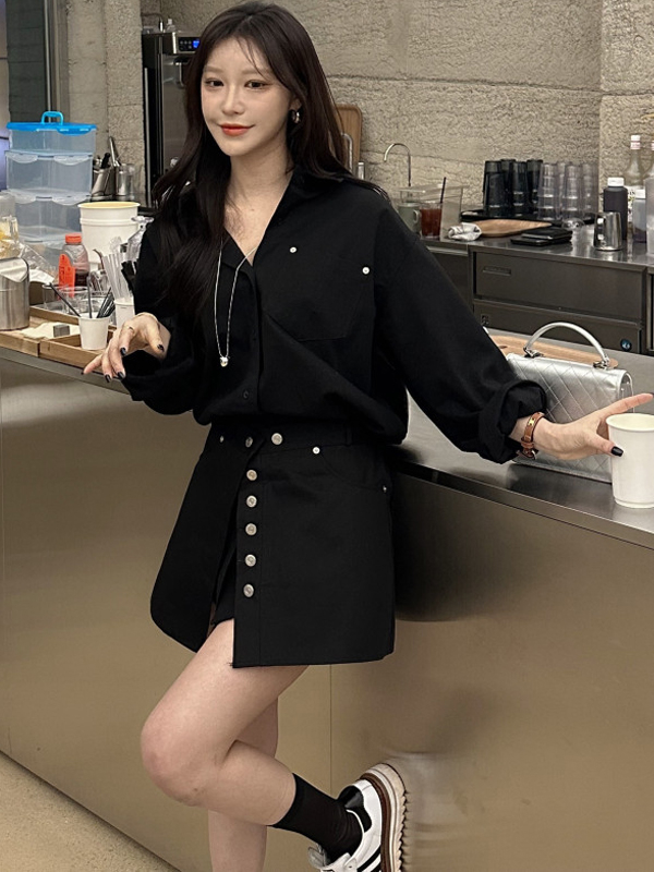 فستان قميص أبيض نسائي بتصميم ك - مراجعة Korean Style A Line Shirt Dress وسعره