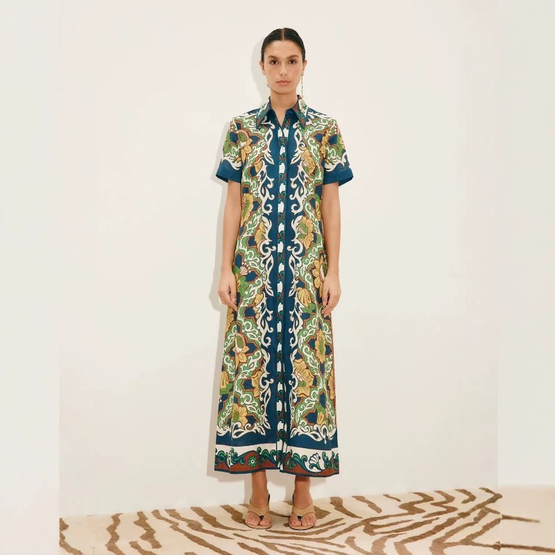 فستان قميص ماكسي نسائي جديد أص - مراجعة Casual Loose Linen Shirt Dress وسعره