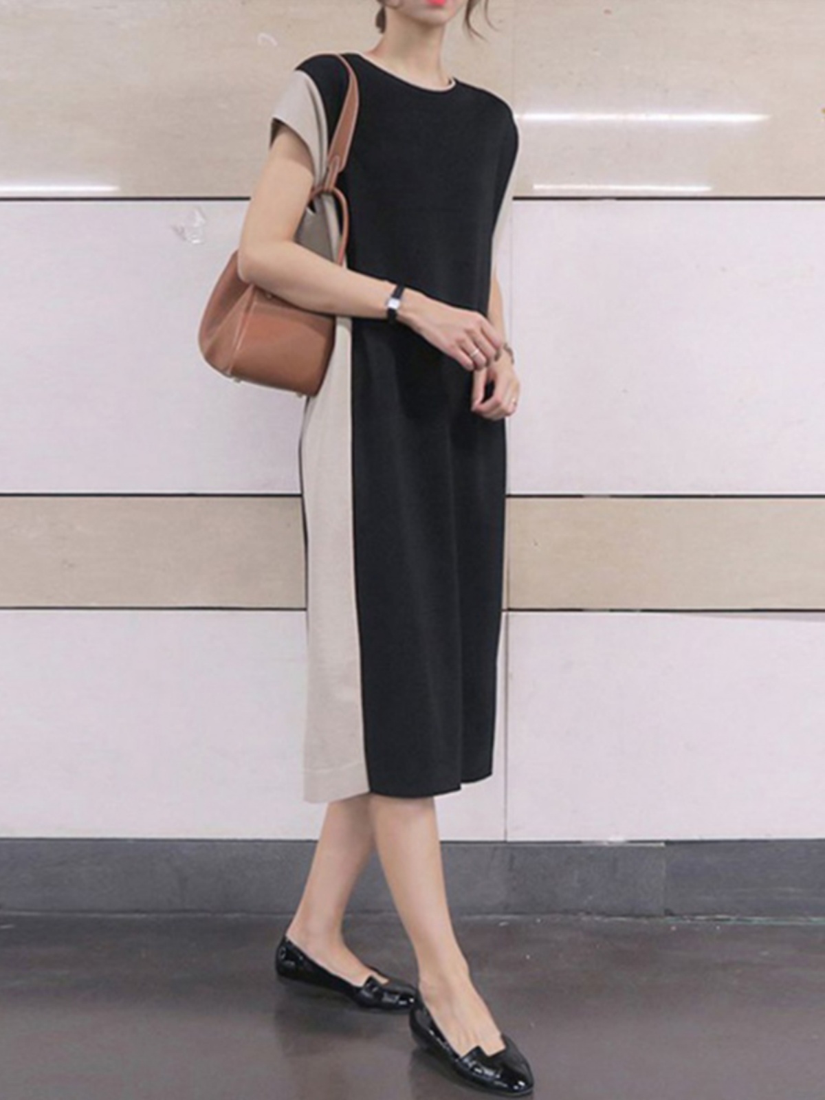 فستان تي شيرت متوسط الطول بتأث - مراجعة Korean Style A Line Shirt Dress وسعره