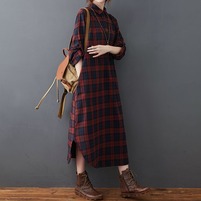 فستان قطني كتاني للنساء، جديد  - مراجعة Casual Loose Linen Shirt Dress وسعره