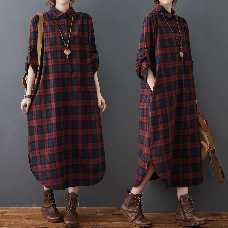 فستان قطني كتاني للنساء، جديد  - مراجعة Casual Loose Linen Shirt Dress وسعره