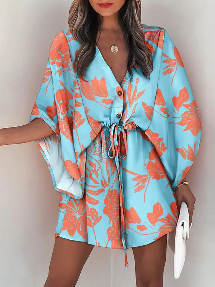 الصيف فستان كاجوال المرأة موضة - مراجعة French Vintage Floral Midi Dress وسعره