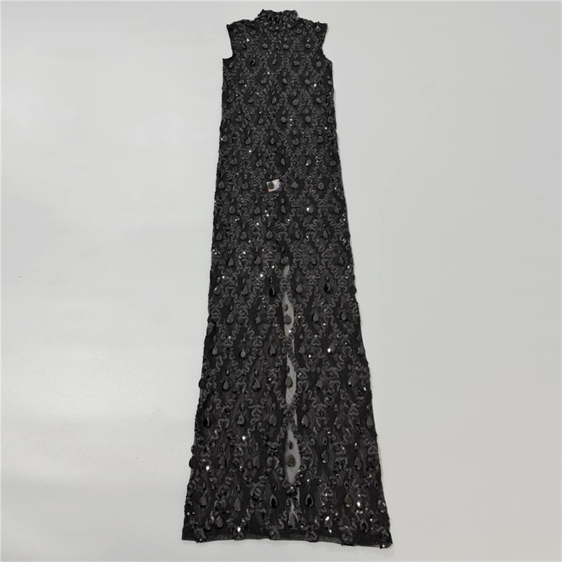 فستان سهرة أسود لامع وجذاب برق - مراجعة Sexy Mesh Sheer Bodycon Dress وسعره