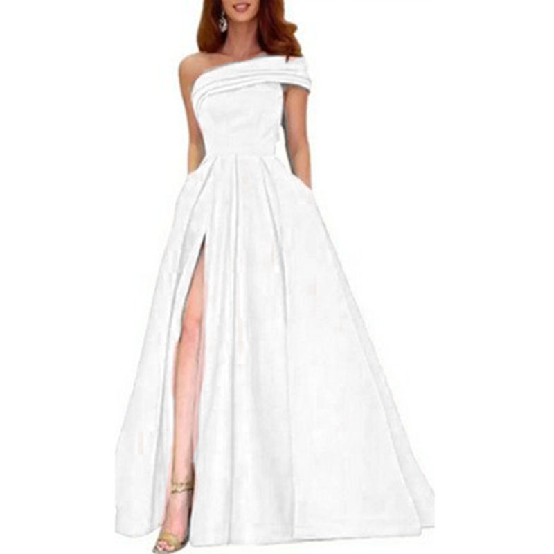 فستان سهرة أنيق من الساتان بكت - مراجعة Elegant Satin Evening Gown Split وسعره