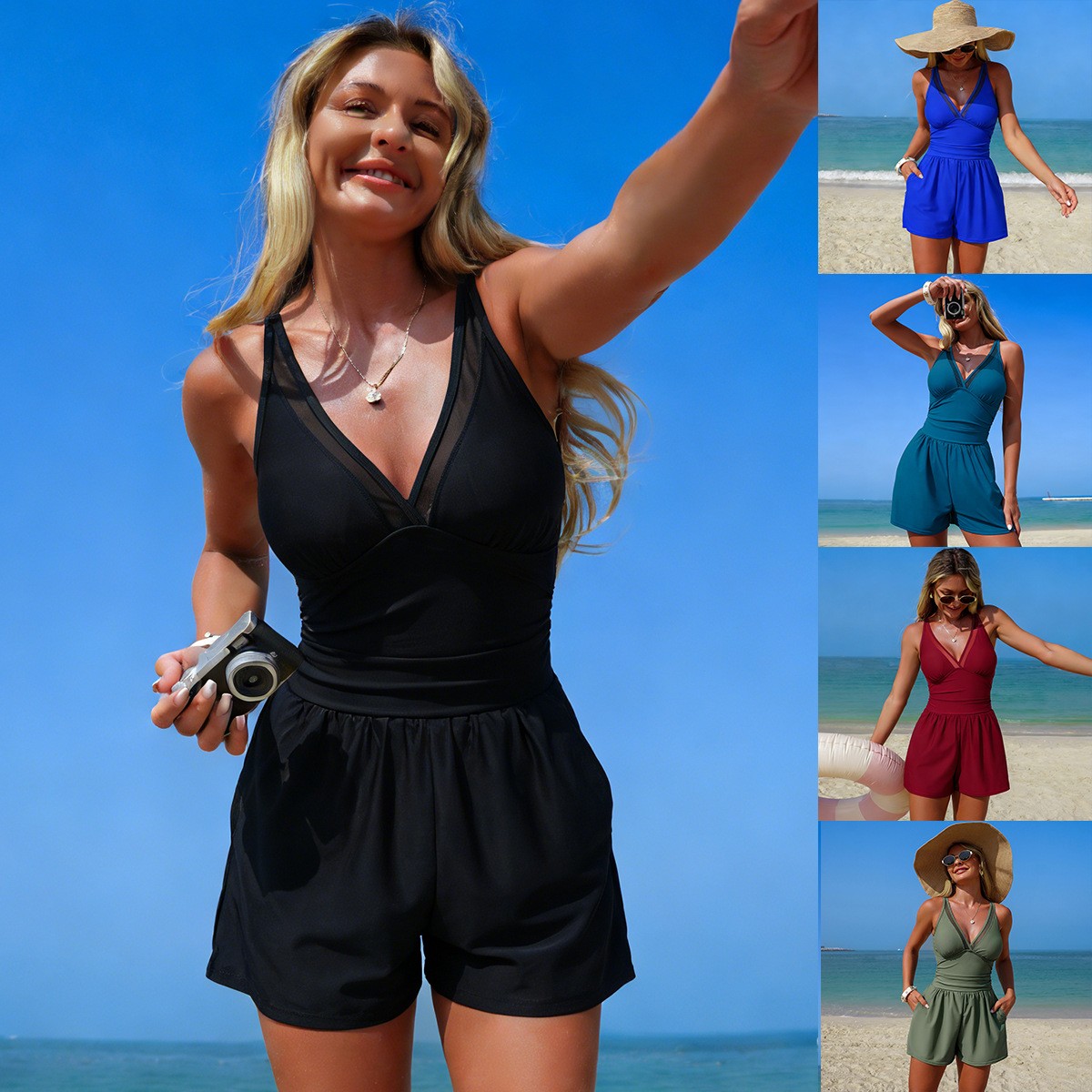ملابس سباحة سوداء بلون موحد بد - مراجعة Swimwear وسعره