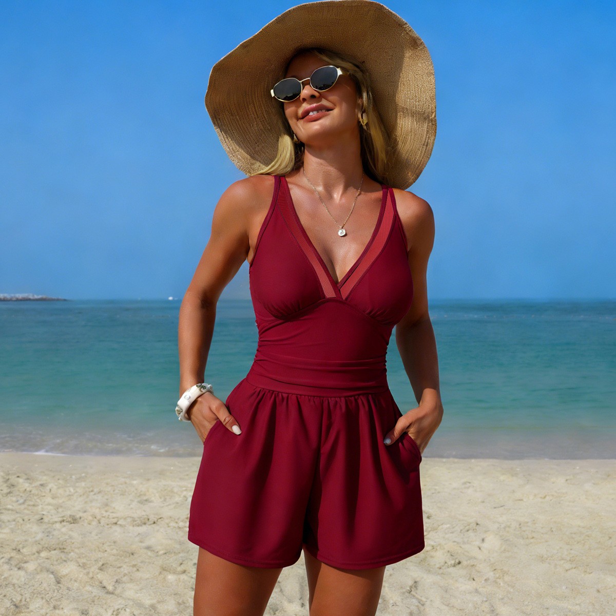 ملابس سباحة سوداء بلون موحد بد - مراجعة Swimwear وسعره