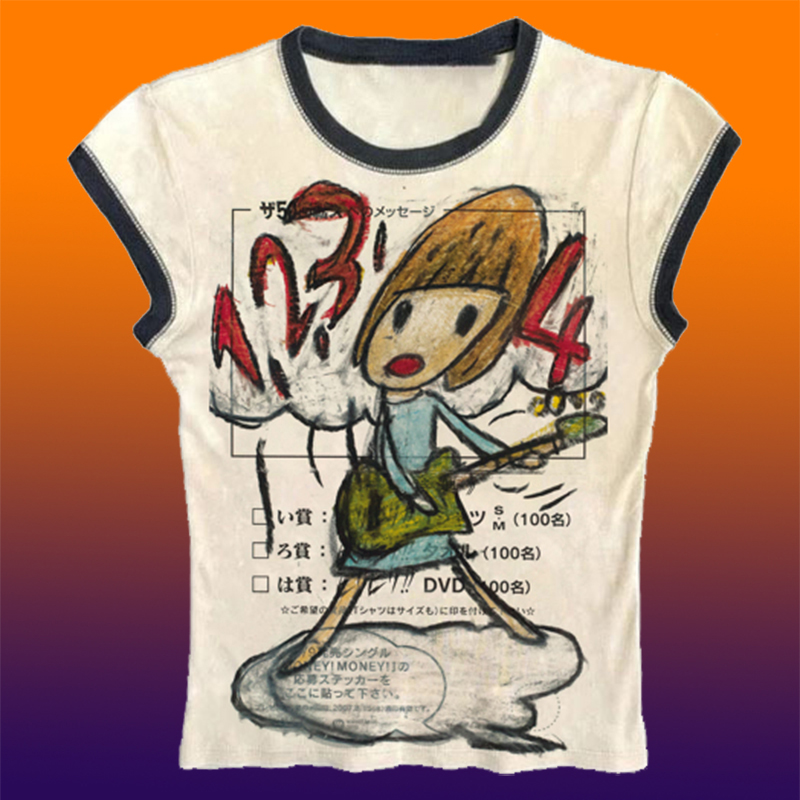 Y2K الملابس الكورية الشعبية اي - مراجعة Y2K Graphic Baby Tee Crop وسعره
