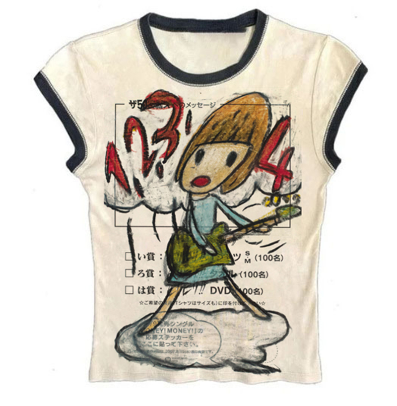 Y2K الملابس الكورية الشعبية اي - مراجعة Y2K Graphic Baby Tee Crop وسعره