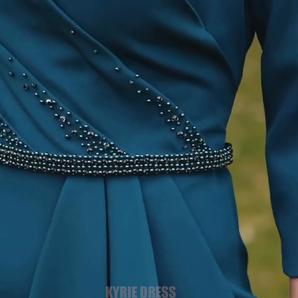 فستان أنيق لأم العروس بأكمام 3 - مراجعة Elegant Satin Evening Gown Split وسعره