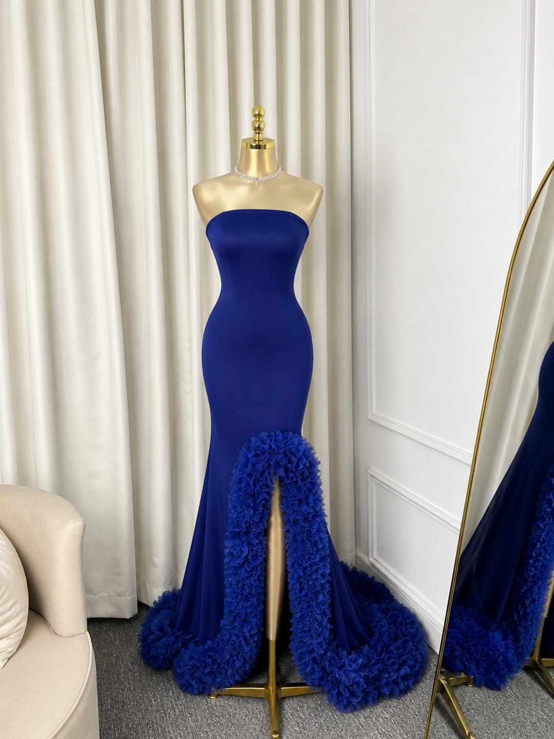 فساتين سهرة فاخرة أنيقة مخصصة  - مراجعة Elegant Satin Evening Gown Split وسعره