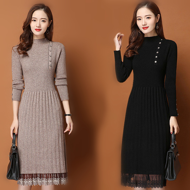 الدانتيل تنحنح أزرار المرأة ال - مراجعة Bodycon Long Sleeve Ribbed Dress وسعره