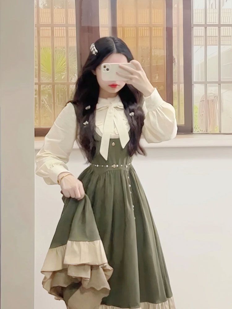 2025 جديد اليابانية الكورية Ka - مراجعة Korean Style A Line Shirt Dress وسعره