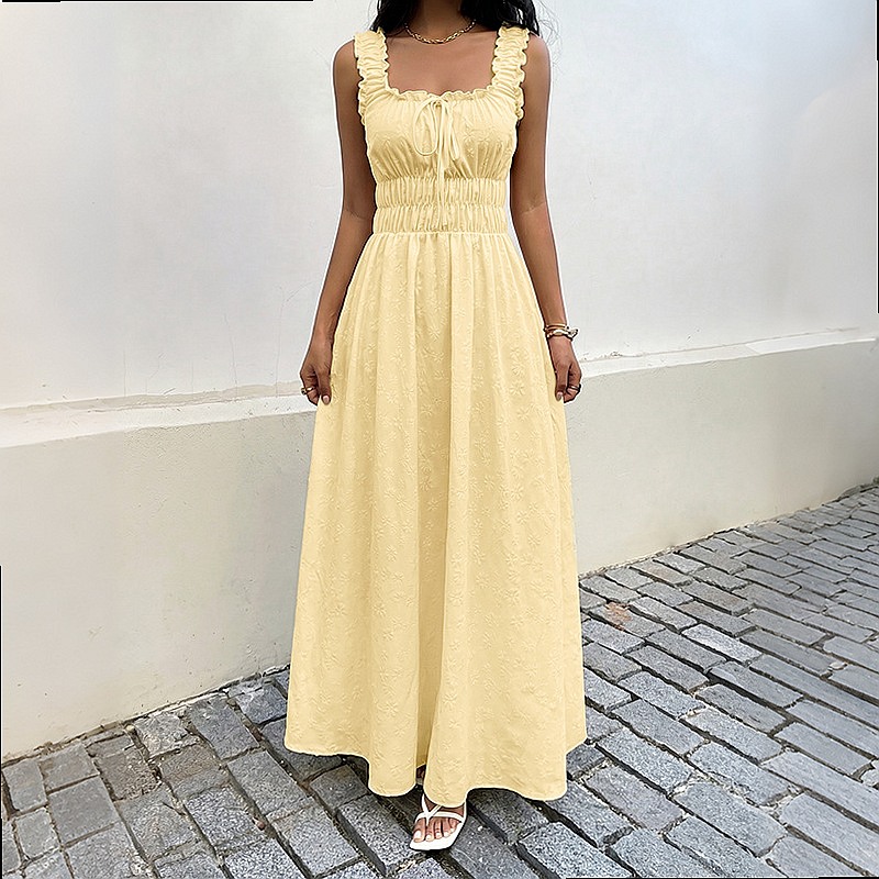 فستان صيفي بدون أكمام برقبة مر - مراجعة Boho Summer Beach Maxi Dress وسعره
