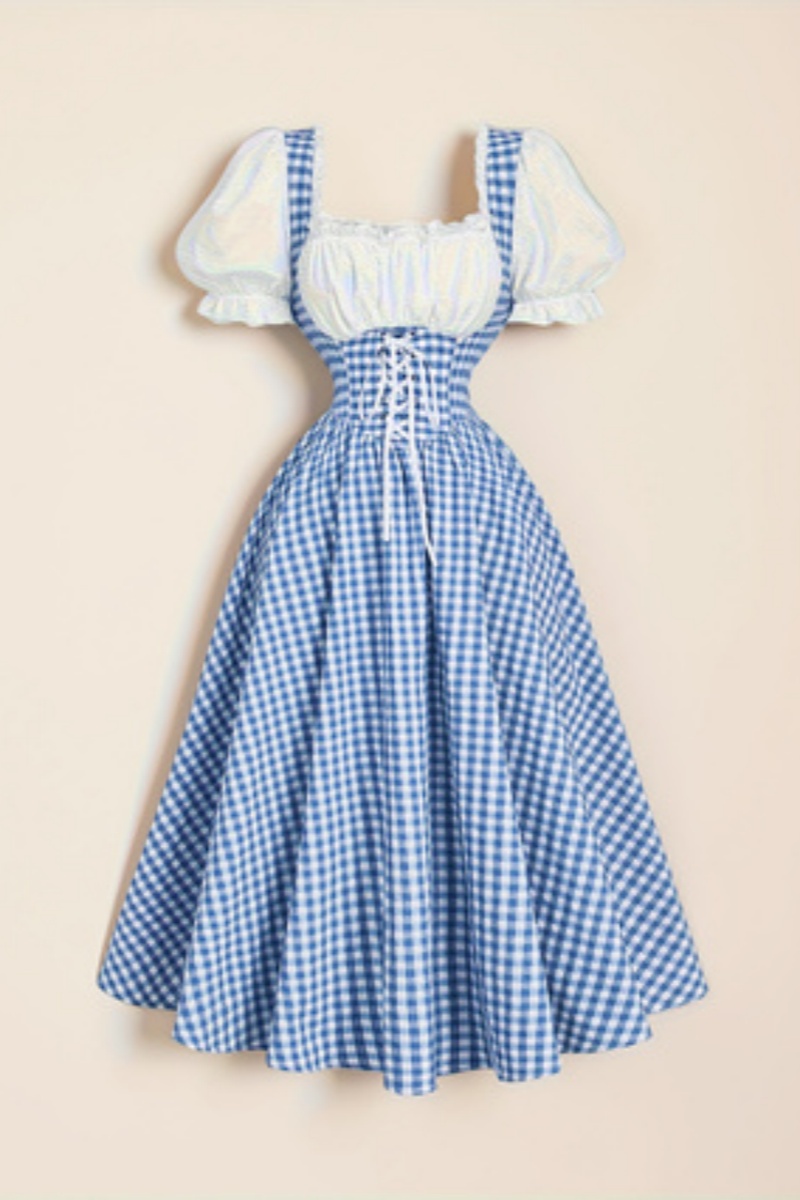 أزياء السيدات الأزرق والأبيض ش - مراجعة French Vintage Floral Midi Dress وسعره