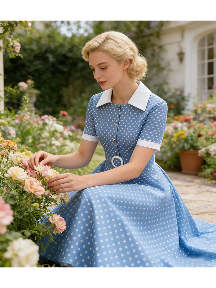 فستان نسائي صيفي عتيق الطراز ب - مراجعة French Vintage Floral Midi Dress وسعره