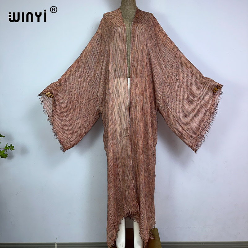 ويني - كيمونو نسائي جديد عالي  - مراجعة Boho Summer Beach Maxi Dress وسعره